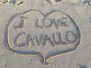 I love Cavallos Heart drawn in sand
