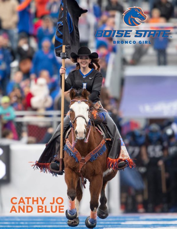 Cathy Jo and blue Cavallo Horse Hoof Boots ELB Bling Boise state broncos