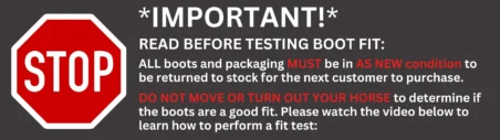 Warning - do not move your horse when fit testing Cavallo Hoof Boots