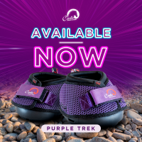 In stock now! Purple trek Horse Hoof Boots by Cavallo