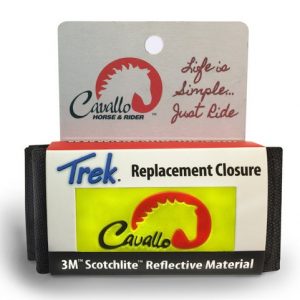 Cavallo hoof boot replacement closure with reflective material for enhanced horse safety and visibility.