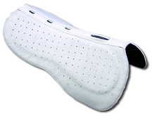 Cavallo hoof boot insert with perforated design for enhanced equine comfort and hoof protection during rides.