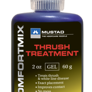 Mustad Thrush Treatment Gel for hoof care, treats thrush and white line disease, essential equine gear.
