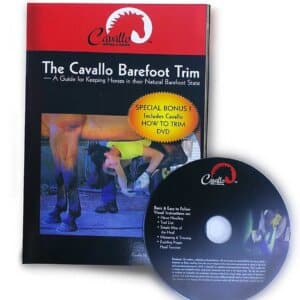Cavallo Barefoot Trim book and DVD for natural equine hoof care, includes trimming guide for improved hoof health.