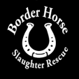 Horseshoe logo for Border Horse Slaughter Rescue, supporting equine care and Cavallo hoof boots donation.