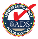 American Driving Society official Cavallo hoof boot badge, highlighting trusted equine gear and horse care products.