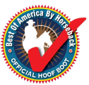 Best of America By Horseback logo, featuring official recognition of Cavallo hoof boots for equine care.