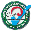 Cavallo hoof boots seal of approval, highlighting official equine care gear for TREC GB.
