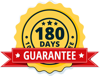 Cavallo hoof boots 180-day guarantee badge for trusted equine care and horse gear quality assurance.