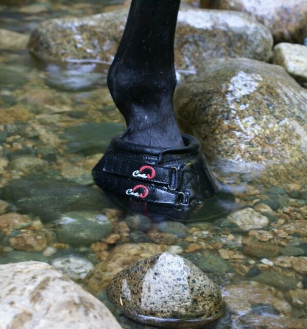 Cavallo Simple Hoof Boots in rocky stream