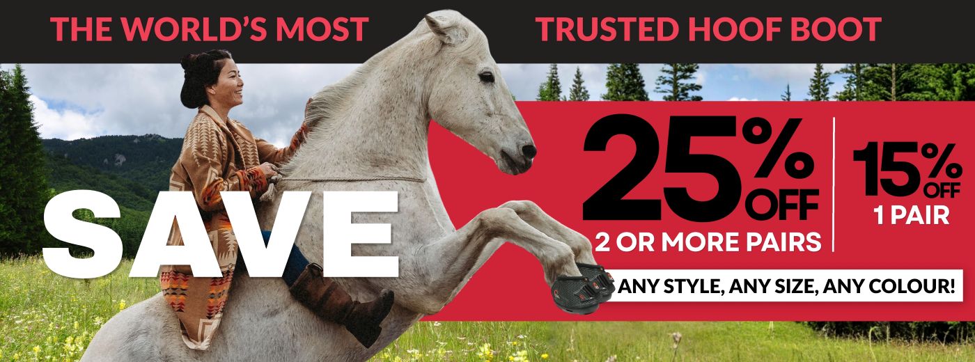 CavalloREVOLUTION landing page - get up to 25% off Cavallo Hoof Boots header image