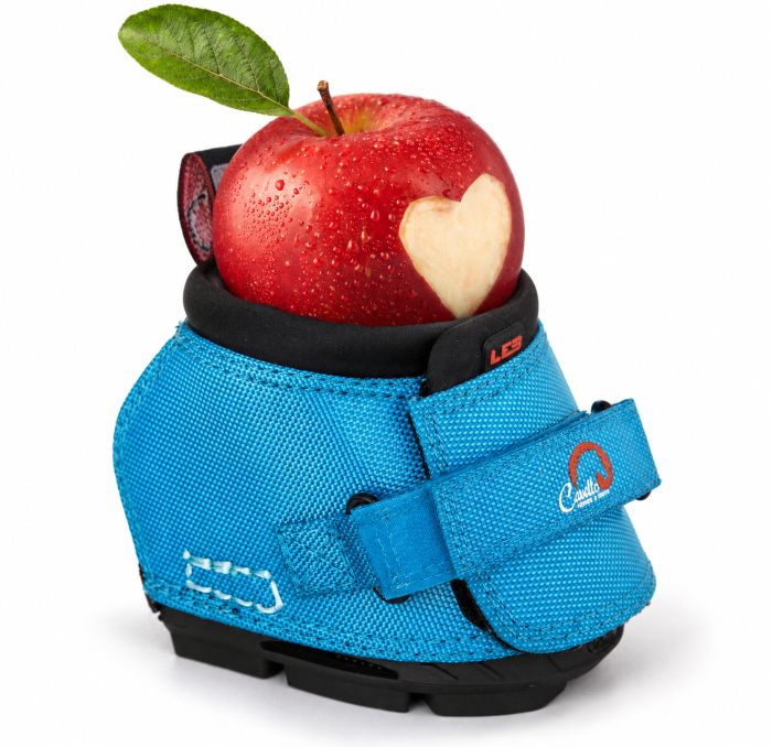 LEB Hoof Boot with an apple